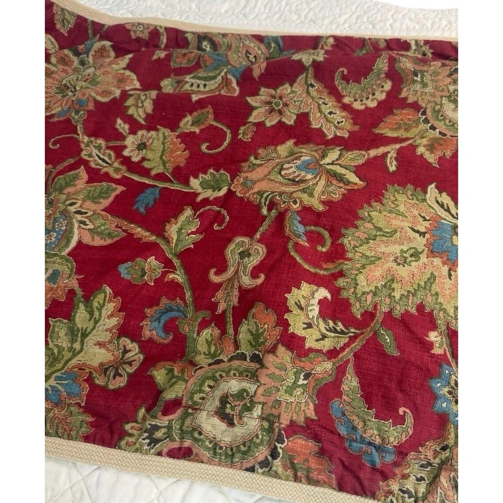 Ralph Lauren CHAPS Annabelle King Shams (2) Red Cottage Rose Braided Cording (2)